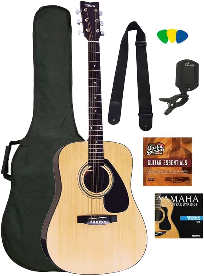 Yamaha GigMaker Standard Acoustic Guitar w/ Gig Bag, Tuner, Strap and Picks – Natural