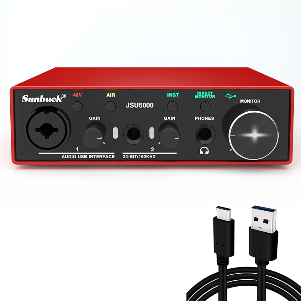 Sunbuck Mini USB Audio Interface, 24Bit/192kHz High-Fidelity