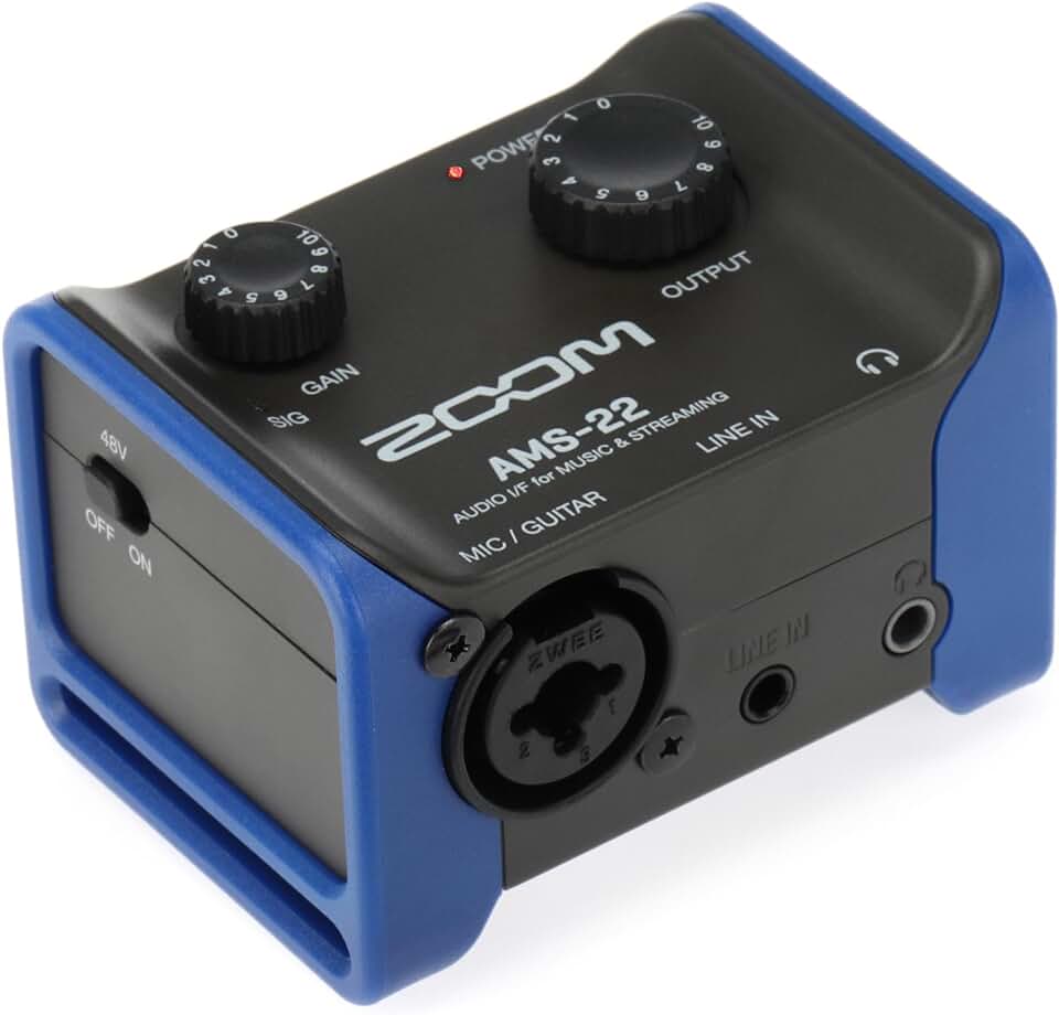 Zoom AMS-22 Audio Interface, 1 XLR/TRS input, Stereo Line Input, 2 Outputs