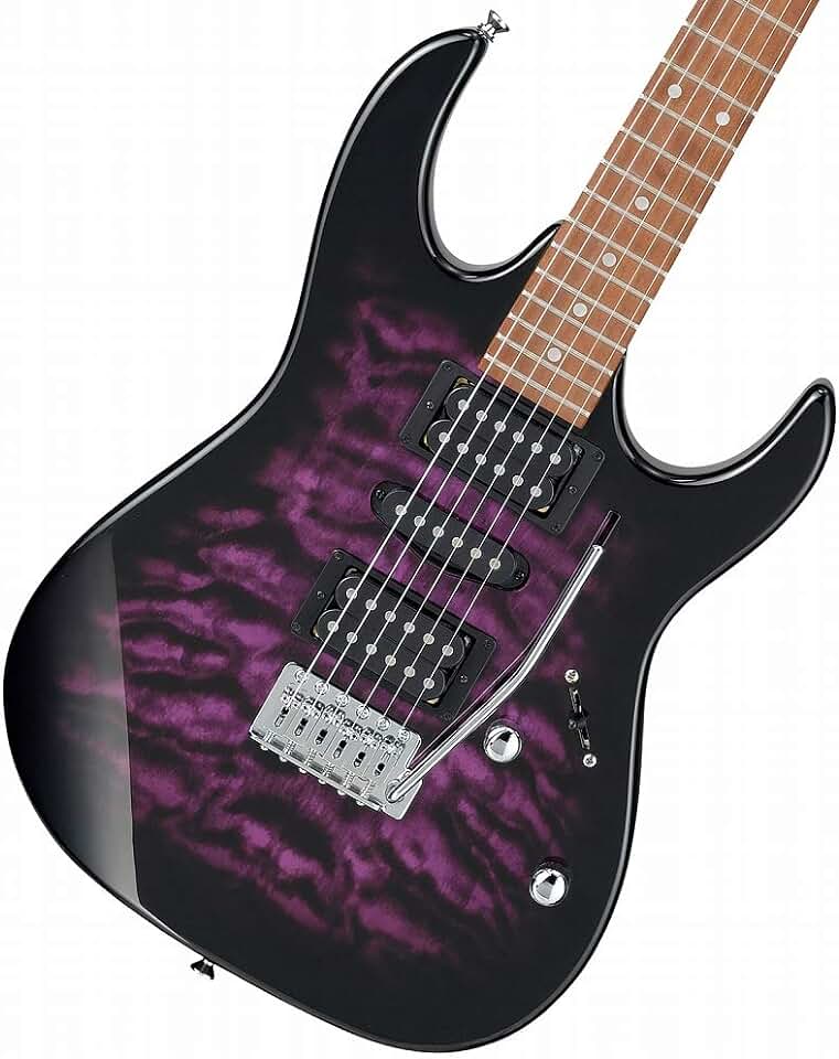 Ibanez GRX 6 String Solid-Body Electric Guitar, Right, Transparent Violet Sunburst, Full (GRX70QATVT)