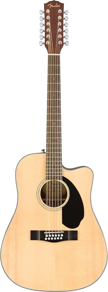 Fender 12-String Acoustic Guitar, with 2-Year Warranty, with Fishman Acoustic Guitar Pickup with Tuner and Equalizer, Rounded Walnut Fingerboard, Glossed Natural Finish, Mahogany Construction