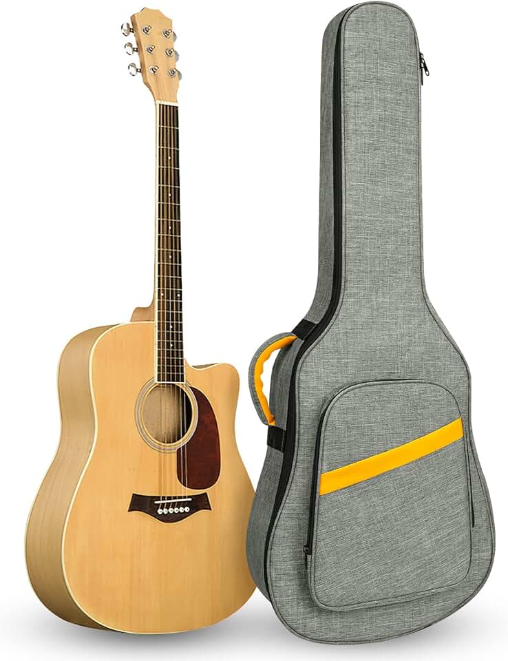 40 41 Inch Acoustic Guitar Case, Guitar Case with 0.5 Inch Thick Padding&Neck Strap Fit Acoustic Classical Guitars Waterproof Guitar Gig Bag Gray